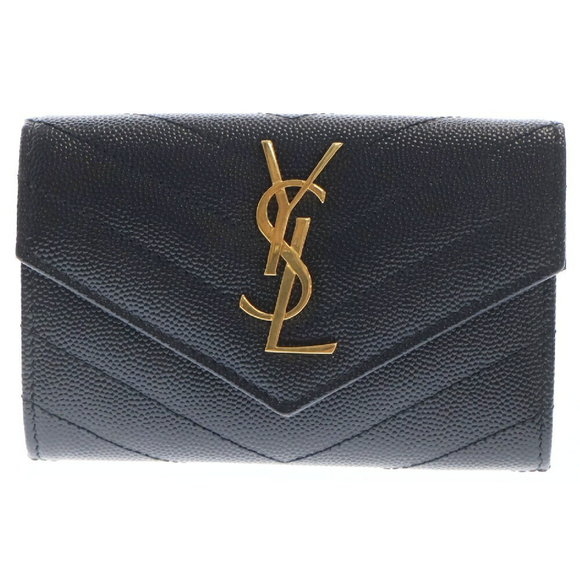 Saint Laurent Envelope Black Monogram PARIS Cassandra Wallet - Picture 1 of 6